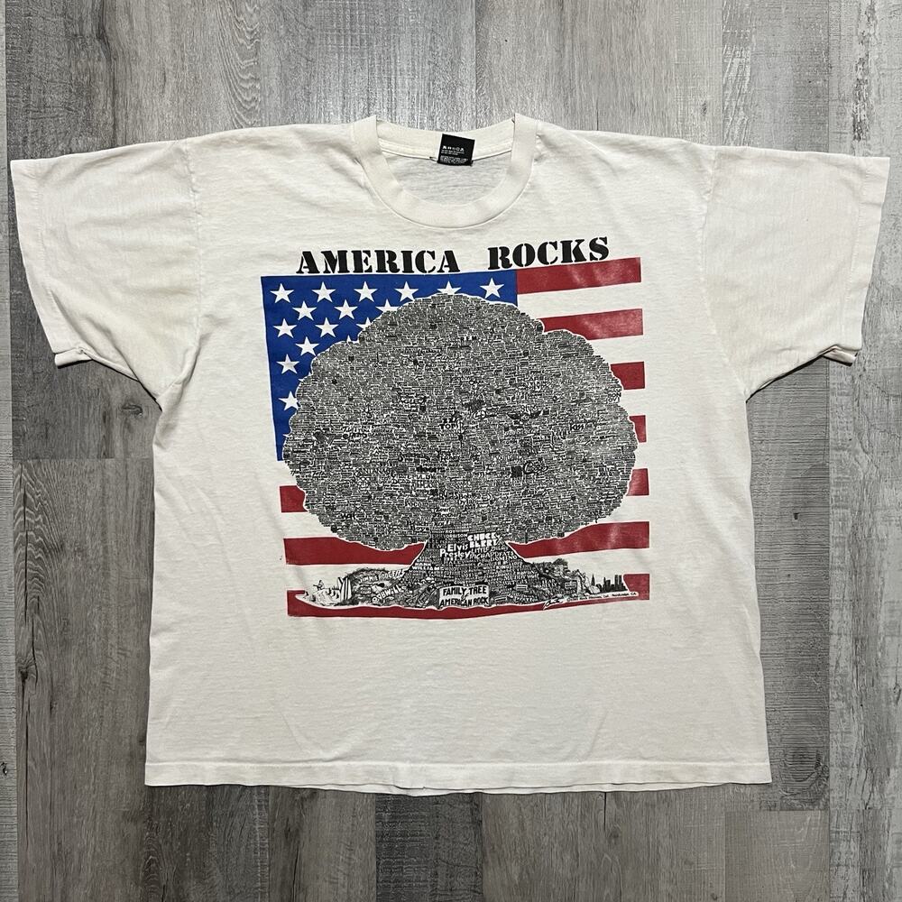 VTG Family Tree Of Rock 1991 Grateful Dead Frank Zappa Talking Heads Band Tee 2X